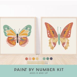Butterflies Paint by Number Kit + Easel for Kids